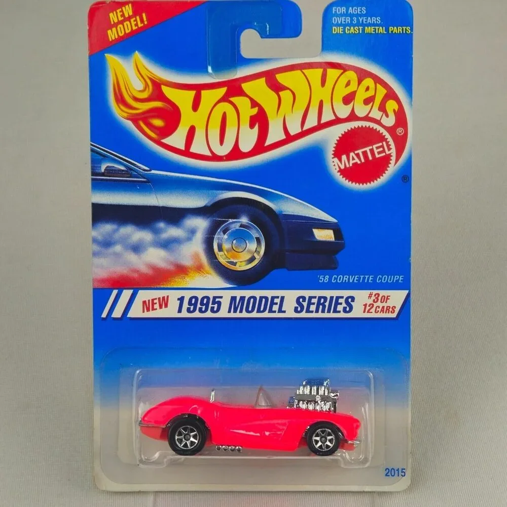 1995 Hot Wheels #341 Model Series 3/12 '58 CORVETTE COUPE‎ Pink Variant (K227)